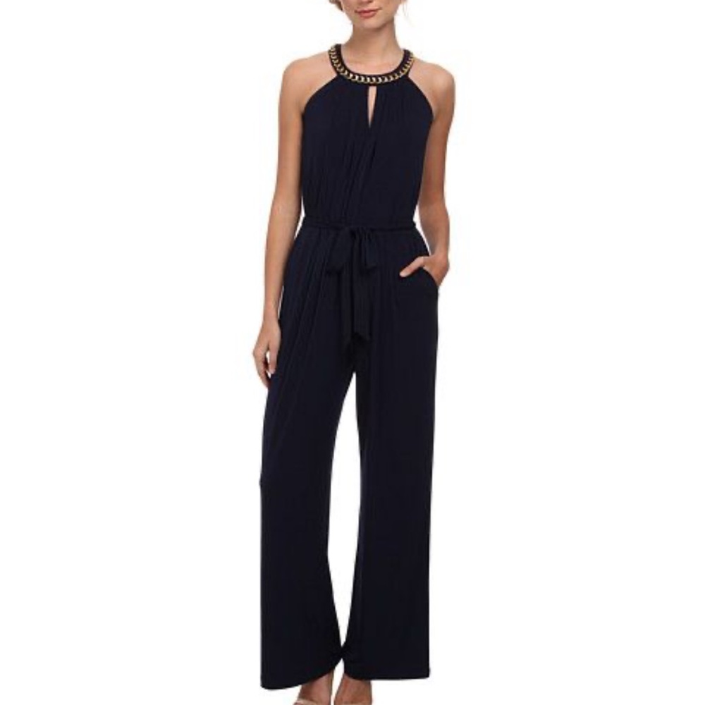Vince Camuto Navy Sleeveless Jumpsuit with Pockets